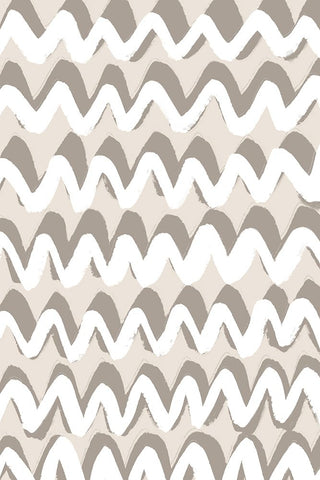 White and Beige ZigZag Pattern Black Ornate Wood Framed Art Print with Double Matting by Treechild