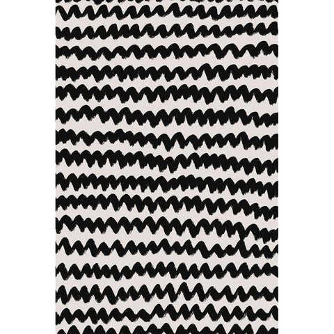 Simple Black ZigZag Pattern Black Modern Wood Framed Art Print with Double Matting by Treechild