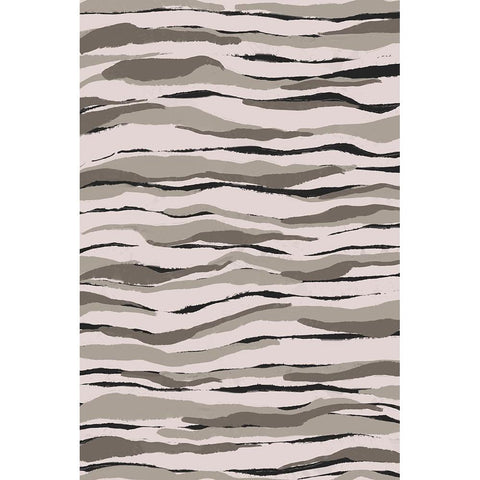 Grey And Beige Waves White Modern Wood Framed Art Print by Treechild