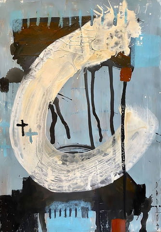 Fresh Start 4 White Modern Wood Framed Art Print with Double Matting by Raposo, Afranio