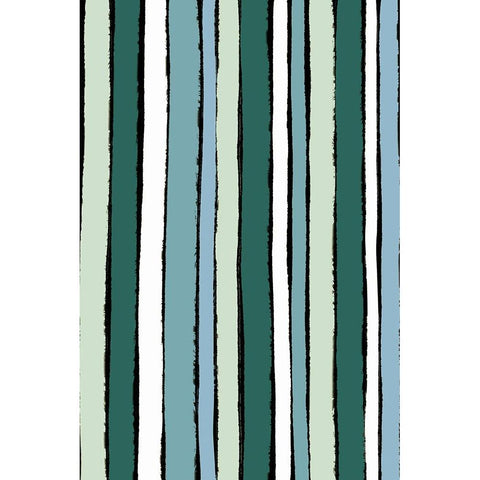 Smaragd Green Stripes White Modern Wood Framed Art Print by Treechild