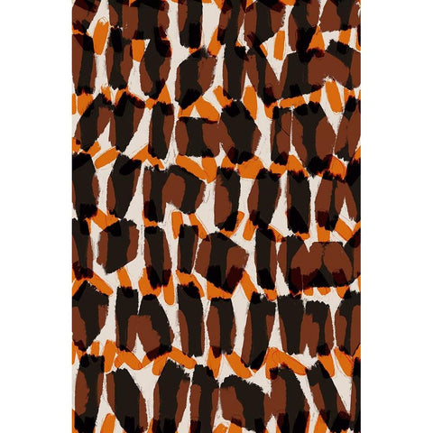 Brown Orange Brush Strokes Black Modern Wood Framed Art Print with Double Matting by Treechild