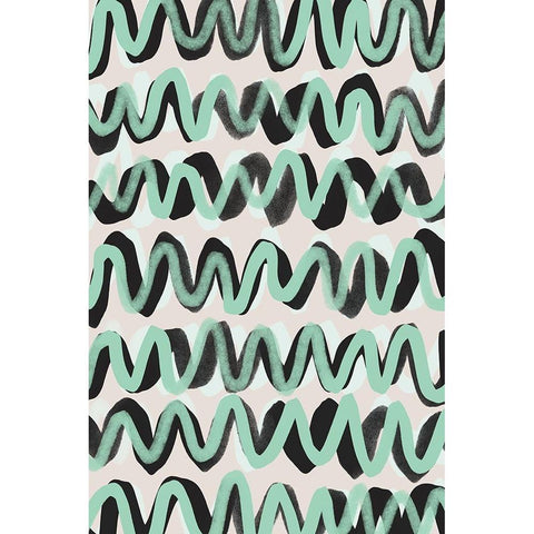 Turquoise ZigZag Pattern Black Modern Wood Framed Art Print with Double Matting by Treechild