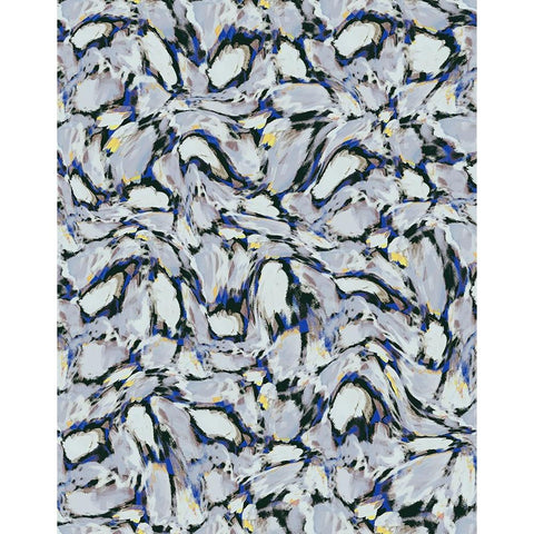 Blue Ice Flowers Pattern White Modern Wood Framed Art Print by Treechild