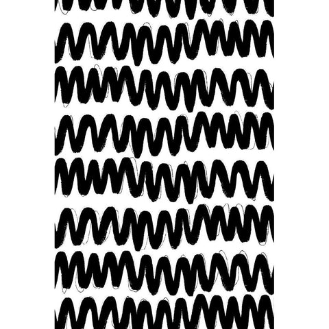 Black Zig Zag Pattern Black Modern Wood Framed Art Print with Double Matting by Treechild