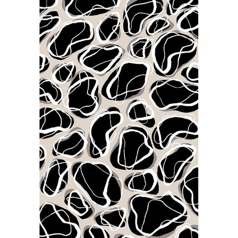 Back Stones Pattern Black Modern Wood Framed Art Print with Double Matting by Treechild