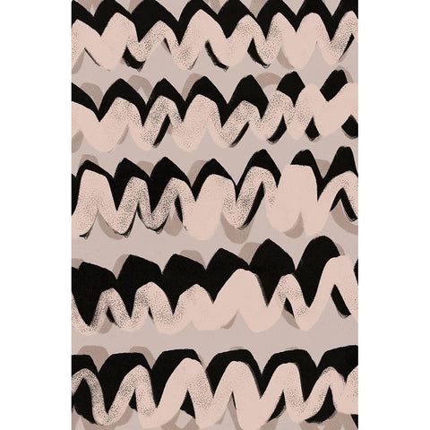 Sprayed Beige Waves Pattern White Modern Wood Framed Art Print by Treechild