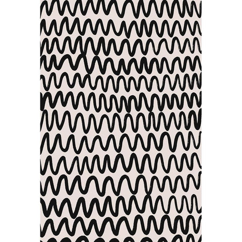 Marker Wavey Pattern Black Modern Wood Framed Art Print with Double Matting by Treechild