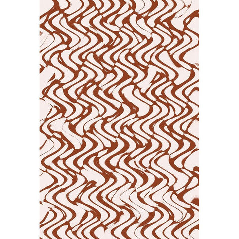 Beige Wavey Zig Zag Pattern Black Modern Wood Framed Art Print with Double Matting by Treechild