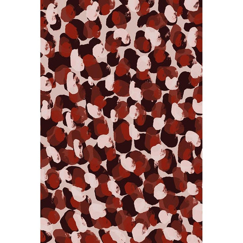 Red Beige Brown Dots Pattern White Modern Wood Framed Art Print by Treechild