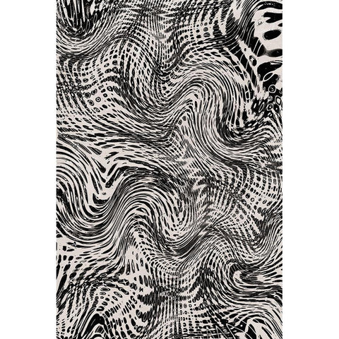 Black And White Net Pattern Black Modern Wood Framed Art Print with Double Matting by Treechild