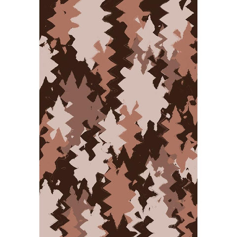 Brown Beige Zig Zag Pattern Black Modern Wood Framed Art Print with Double Matting by Treechild