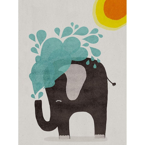 Funny elephant Black Modern Wood Framed Art Print with Double Matting by Treechild