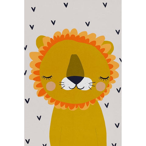 Little Lion White Modern Wood Framed Art Print by Treechild