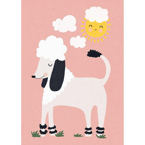 Happy Poodle White Modern Wood Framed Art Print by Treechild