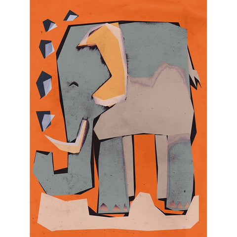 Happy Elephant White Modern Wood Framed Art Print by Treechild