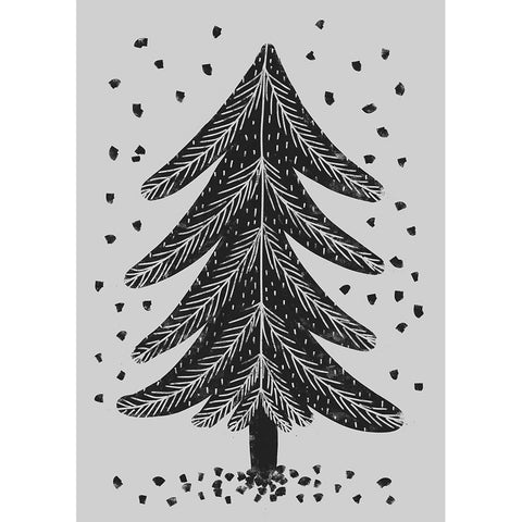 Pine Tree Black Modern Wood Framed Art Print by Treechild