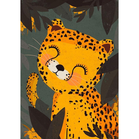 Little Leo Black Modern Wood Framed Art Print with Double Matting by Treechild