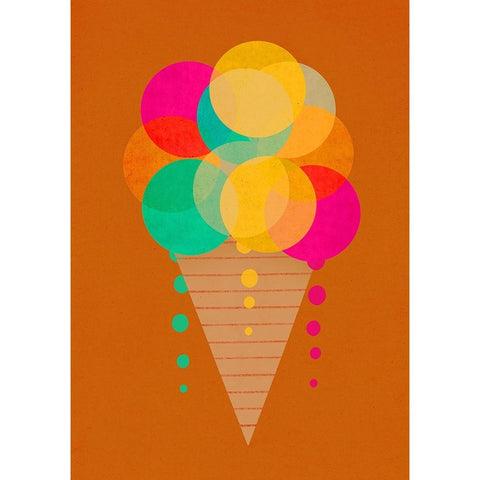 Neon Ice Cream Black Modern Wood Framed Art Print with Double Matting by Treechild