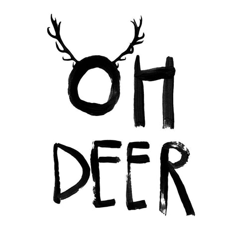 Oh Deer White Modern Wood Framed Art Print by Treechild