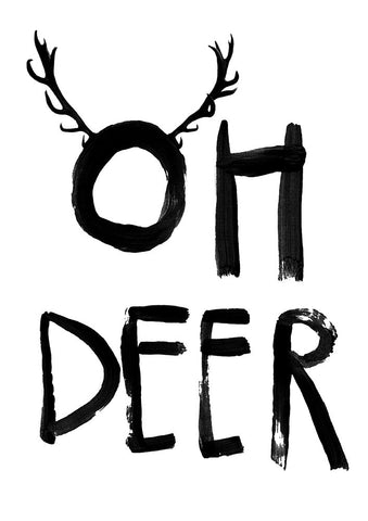 Oh Deer White Modern Wood Framed Art Print with Double Matting by Treechild