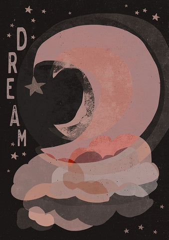 Dream (Dark Version) White Modern Wood Framed Art Print with Double Matting by Treechild