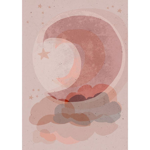 Gentle Moon Black Modern Wood Framed Art Print with Double Matting by Treechild