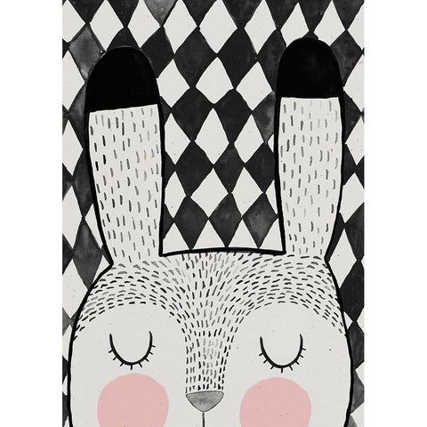 Bunny Black Modern Wood Framed Art Print with Double Matting by Treechild