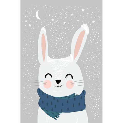 Snow Bunny White Modern Wood Framed Art Print by Treechild