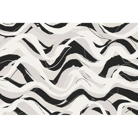 White Black Waves Pattern Square White Modern Wood Framed Art Print by Treechild