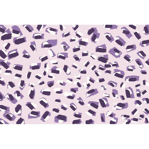 Scattered Small Purple Strokes Pattern Black Modern Wood Framed Art Print with Double Matting by Treechild