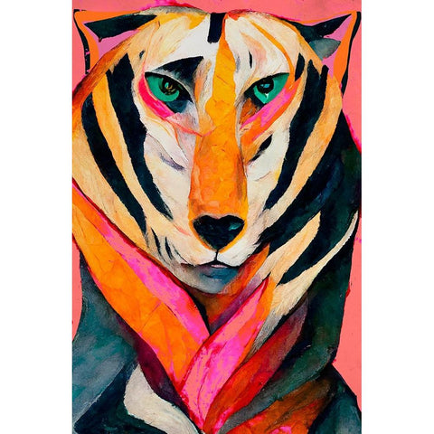 The Tiger Black Modern Wood Framed Art Print with Double Matting by Treechild