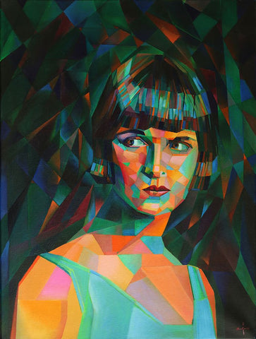 Louise Brooks Black Modern Wood Framed Art Print by Akkers, Corne