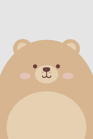 Cute Bear White Modern Wood Framed Art Print with Double Matting by Thai, Xuan