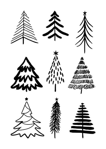 Christmas Trees 3 Black Modern Wood Framed Art Print by N., Kristina
