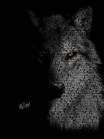 Wolf Black Modern Wood Framed Art Print by Oladapo, Ojenike