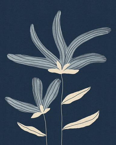 Two Flowers Black Ornate Wood Framed Art Print with Double Matting by Galitsyna, Alisa