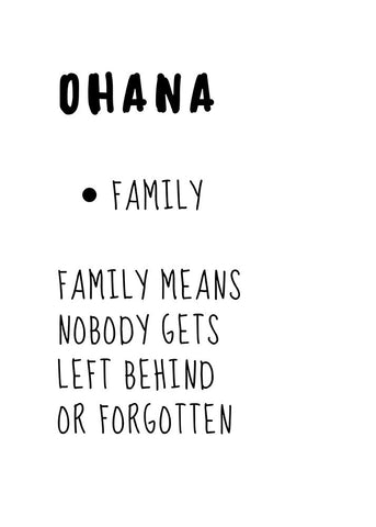 Ohana Means Family White Modern Wood Framed Art Print with Double Matting by N., Kristina
