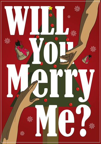 Will You Merry Me Black Modern Wood Framed Art Print by Elmoudden, Omar