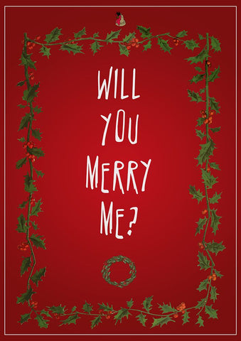 Will You Merry Me Black Modern Wood Framed Art Print by Elmoudden, Omar