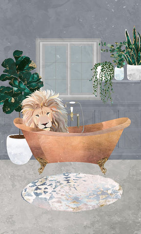 Leo Lion in Copper Bath Black Modern Wood Framed Art Print by Manovski, Sarah