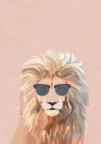 Cool Lion Black Modern Wood Framed Art Print by Manovski, Sarah