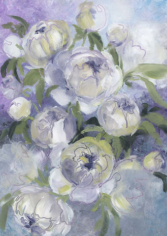 Sady painterly florals in violet White Modern Wood Framed Art Print with Double Matting by Laiz Blursbyai, Rosana