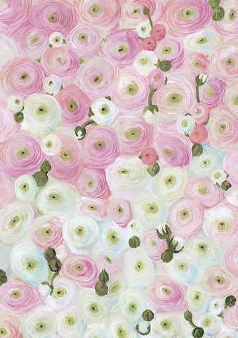 Gabry painterly ranunculus White Modern Wood Framed Art Print with Double Matting by Laiz Blursbyai, Rosana