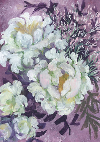 Eliany painterly bouquet White Modern Wood Framed Art Print with Double Matting by Laiz Blursbyai, Rosana