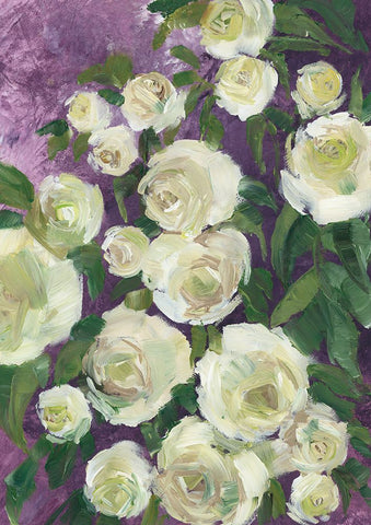 Noray painterly roses White Modern Wood Framed Art Print with Double Matting by Laiz Blursbyai, Rosana