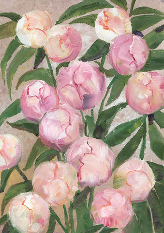 Valenty painterly peonies White Modern Wood Framed Art Print with Double Matting by Laiz Blursbyai, Rosana