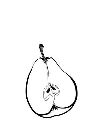 Line art half pear White Modern Wood Framed Art Print with Double Matting by Laiz Blursbyai, Rosana