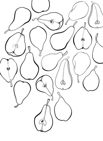 Line art pears Black Modern Wood Framed Art Print by Laiz Blursbyai, Rosana