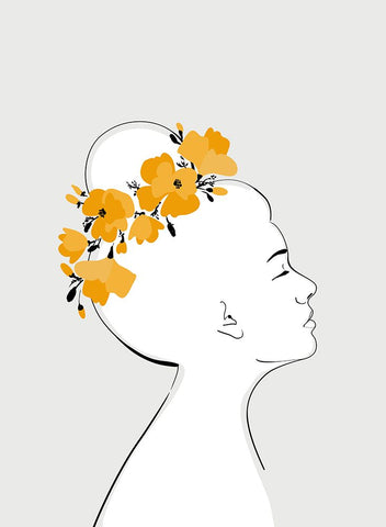 Floral Sanyu portrait Black Modern Wood Framed Art Print by Laiz Blursbyai, Rosana